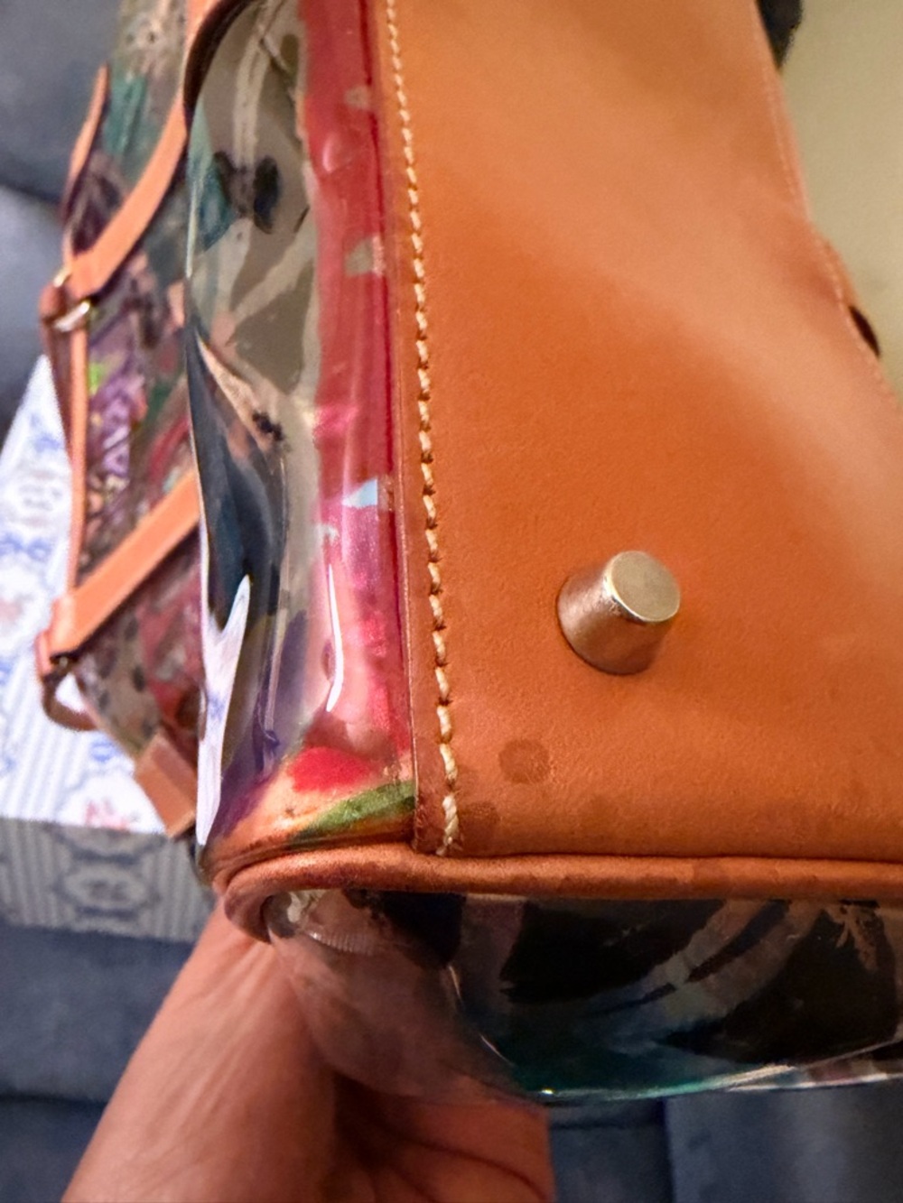 Prada Venezia Colorful Abstract Printed Tote Bag with Tan Leather Trim - Picture 7 of 17